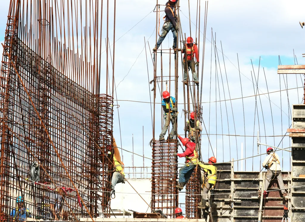 Reinforced-concrete frame on site